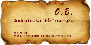 Ondreicska Bársonyka névjegykártya